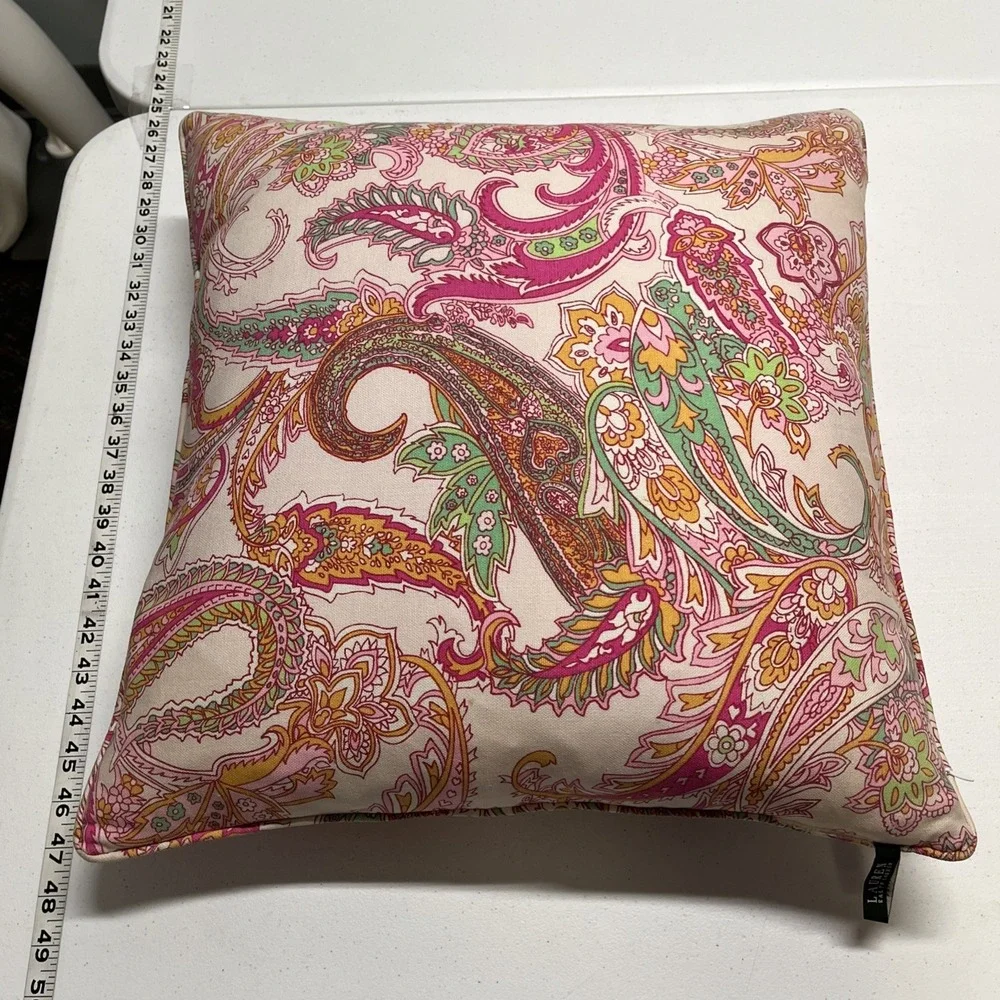 Lauren Ralph Lauren Throw Pillows Pink Paisley Down Filled Set Of 3 Preppy
